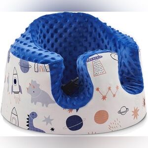 NWOT Kids Plush Minky Bumbo Floor Seat in Blue with Space Dino Print